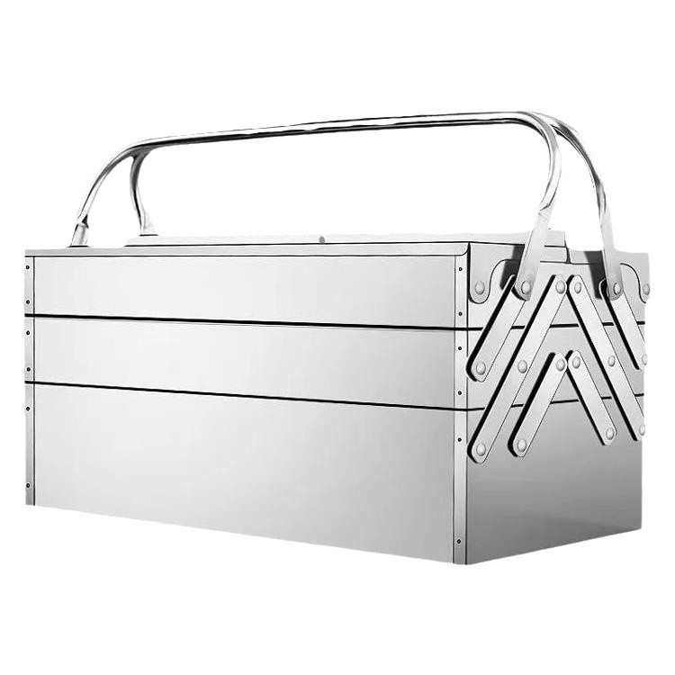 加厚不锈钢工具箱三层折叠家用工业级收纳箱手提整理箱多功能三层