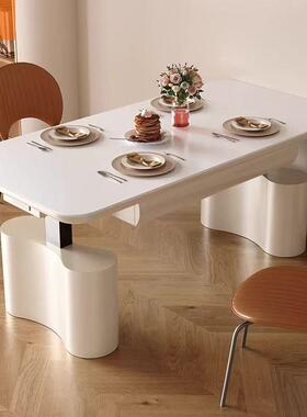 新款现代可烤火取暖多功能MRH餐桌一体两用动升几降茶电板客岩厅