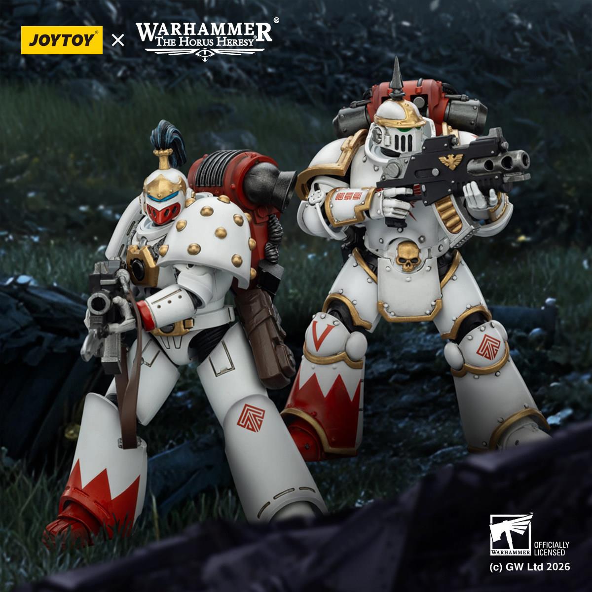 JOYTOY 暗源战锤荷鲁斯之乱白疤军团 战术士兵二人组1/18可动兵人