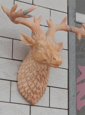 石雕汉白玉鹿头别墅大理石青石兽头客厅大厅墙花岗岩复古动物头