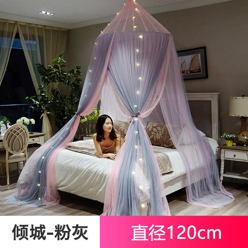 心风公主双层红少女装饰吊顶幔床头纱纱纱圆顶床网欧式蚊帐幔壁挂
