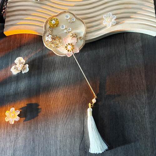 金色秀禾团扇女成品结婚扇子中式手工DIY舞蹈中国古典个性高档旗