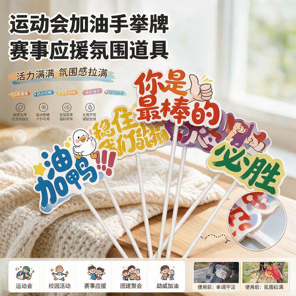 运动会手持道具加油助威手举牌中小学校幼儿园校运会学生入场仪式