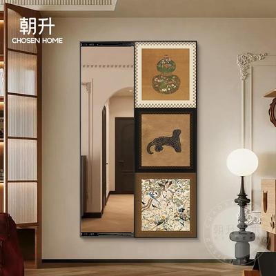 中复古风子全身j流绪微镜暗隐藏式镜推可遮挡古卧室玄关隐形穿衣
