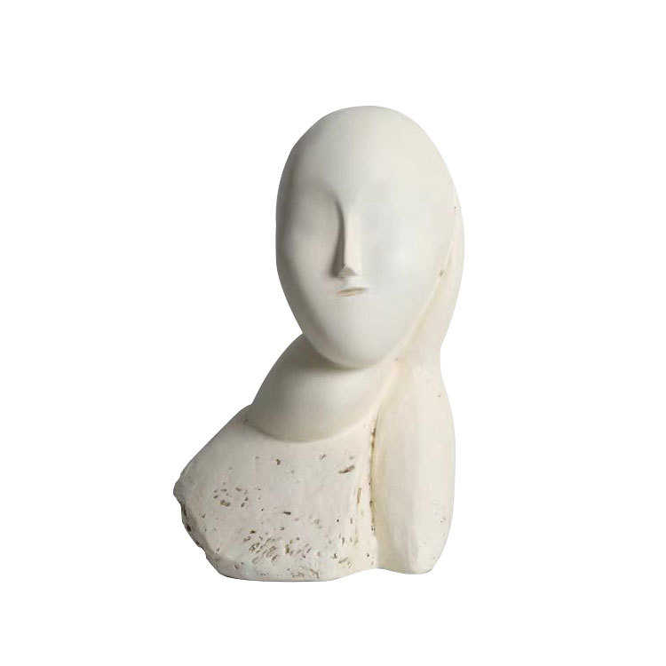 侘寂风小女孩头像摆件样板间书房客厅艺术复古氛围感家居装饰品