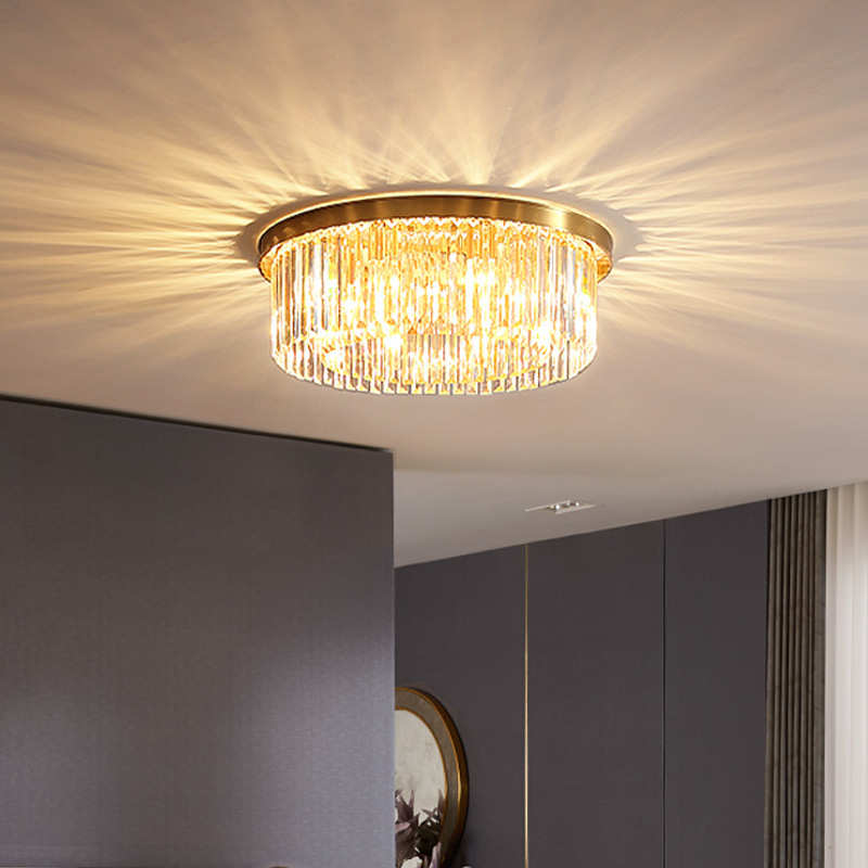 全铜后现代吸顶灯轻奢水晶灯温馨浪漫卧室灯简约创意大气美式灯具