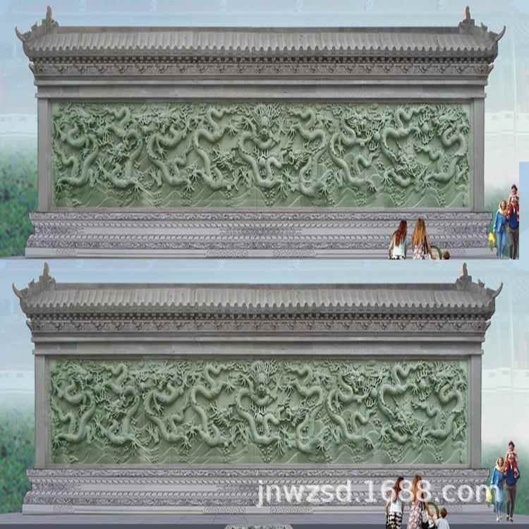 企业景观形象墙石刻图院子九龙屏东石雕厂别墅石质文化墙价格