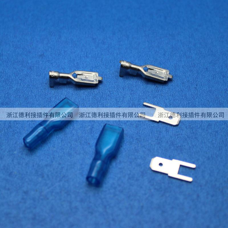 大量供应6.3带锁插簧PCB板插片连线大端子厚度0.4mm插簧+护套