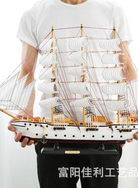 AXQ创意船木帆质艺品地中居家一帆风工顺海装饰品摆件复古仿真船6