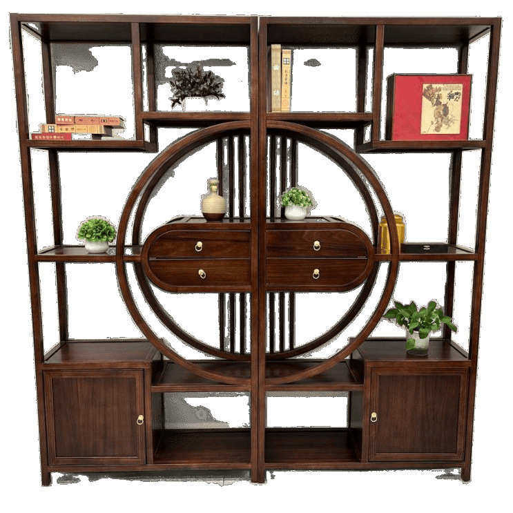 新中式实木胡桃色博古架多宝阁多层摆件展示柜客厅隔断置物架,家装主材,置物架,淘宝优惠券,粉丝福利购,淘宝优惠卷