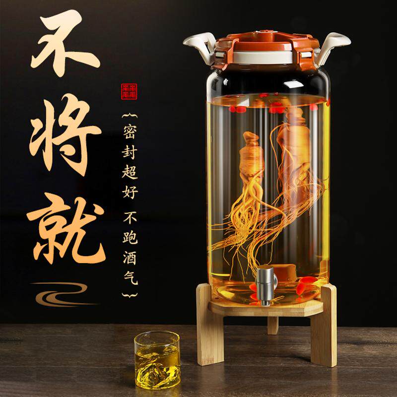 泡酒玻璃瓶厂家批发带龙头密封玻璃酒瓶新款加厚家用密封泡酒坛子