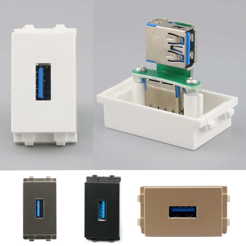 USB3.0弯头直插模块面板免焊L型直角usb线对接数据传输地插座配件