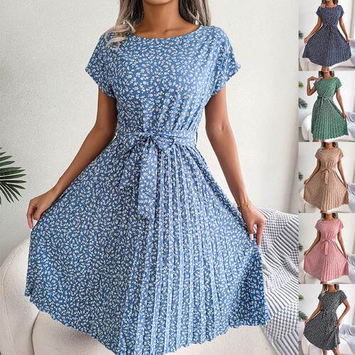 Summer Round Neck Batwing Sleeve Short Dress  Ditsy Floral