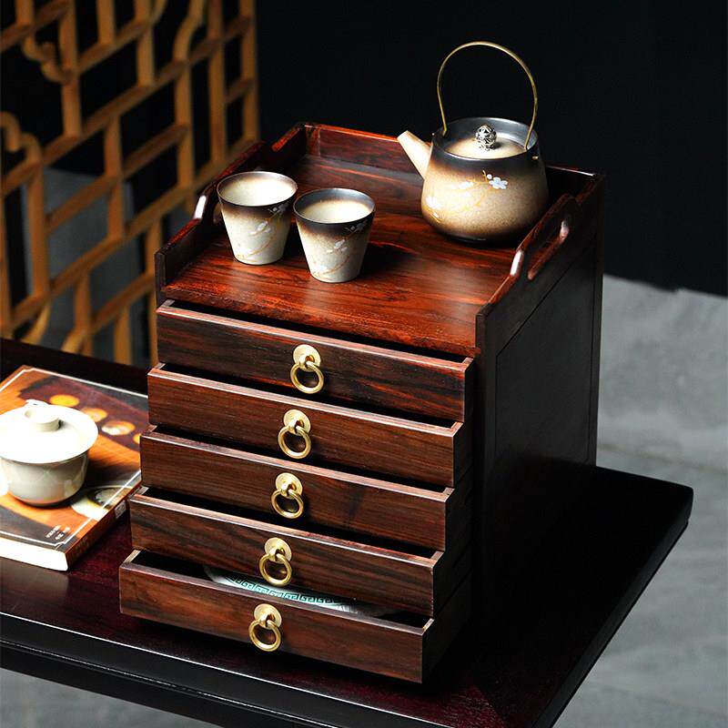 大红木普洱茶盒实木茶饼收纳盒红木茶盘抽屉式茶柜茶收纳柜茶架