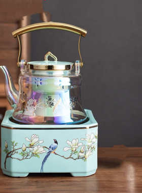 蒸茶器蒸汽全自动电陶炉煮茶器茶具套装家用网红煮茶壶蒸茶壶茶炉