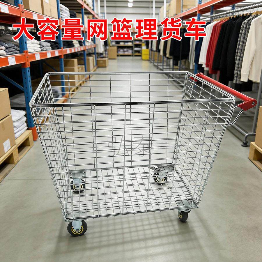 网篮理货车电商仓库拣货车超市手推车网格带轮子静音手推车购物车