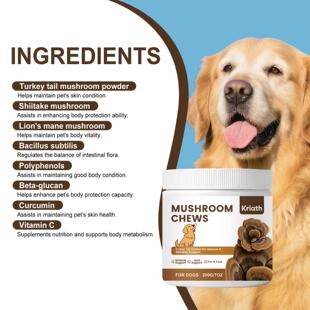Kriath Dog Mushroom Chews Gentle Formula for Daily Care to B