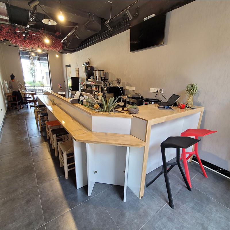 小吃店转角前台简约收银台饰面大理石吧台奶店甜品店异形烤漆定做