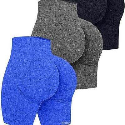 Smiling yoga pants with high waist for fitness, worn