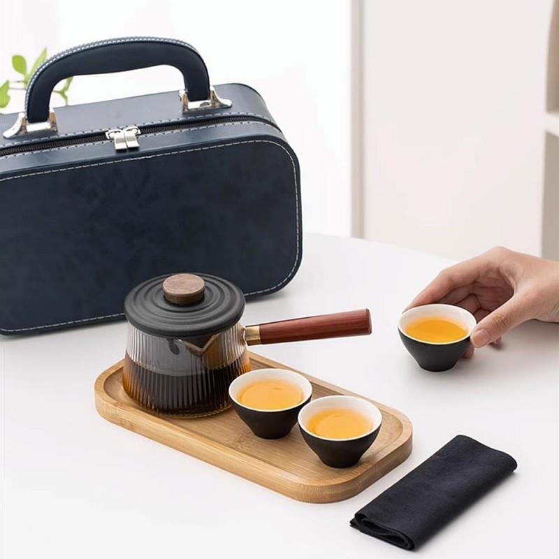 玻璃快客杯一壶三杯陶瓷户外便捷式旅游随身露营旅行茶具套装印制