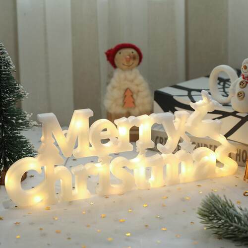 圣诞节字DTN装饰灯Merr Christm光as母灯LED灯串发灯牌圣诞树挂y