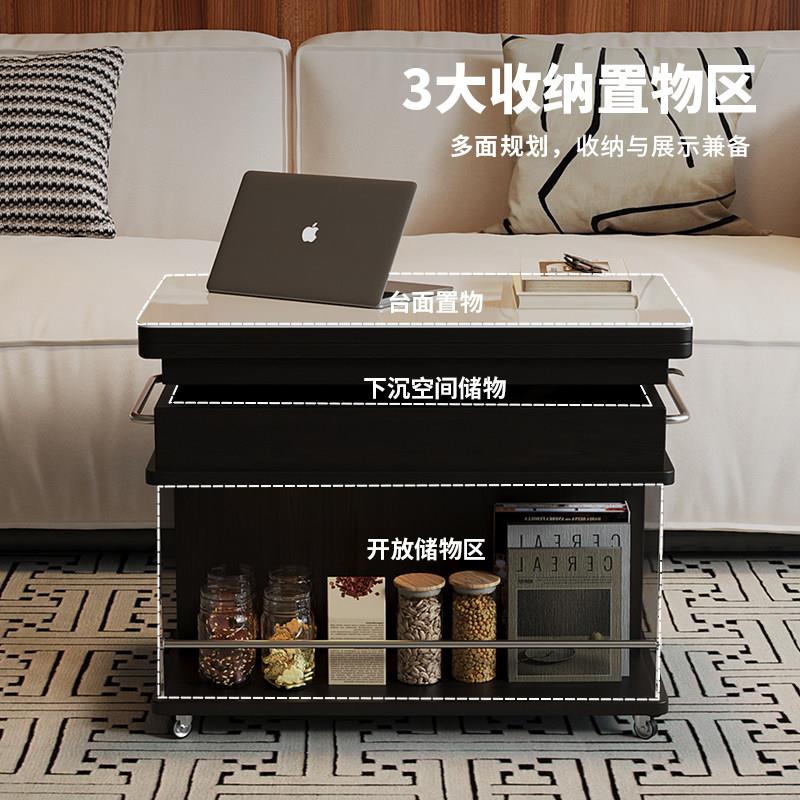 岩升摺叠茶实木边几客厅降家几用小板z07户型茶台桌现代简约移动
