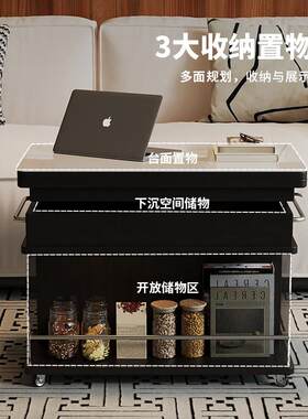 岩升摺叠茶实木边几客厅降家几用小板z07户型茶台桌现代简约移动