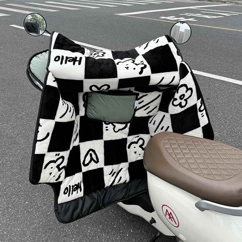 电动车挡风被冬季PU加绒加厚防水电瓶车防风罩小电车冬天2024新款