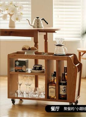 现代樱桃车木巴扬推几实复MWF古木移动茶客厅家具沙发边几边柜小