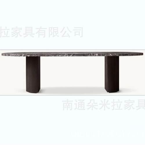 客厅长桌实木餐桌橡木办公桌长方形别墅复古工作台饰面高端大理石