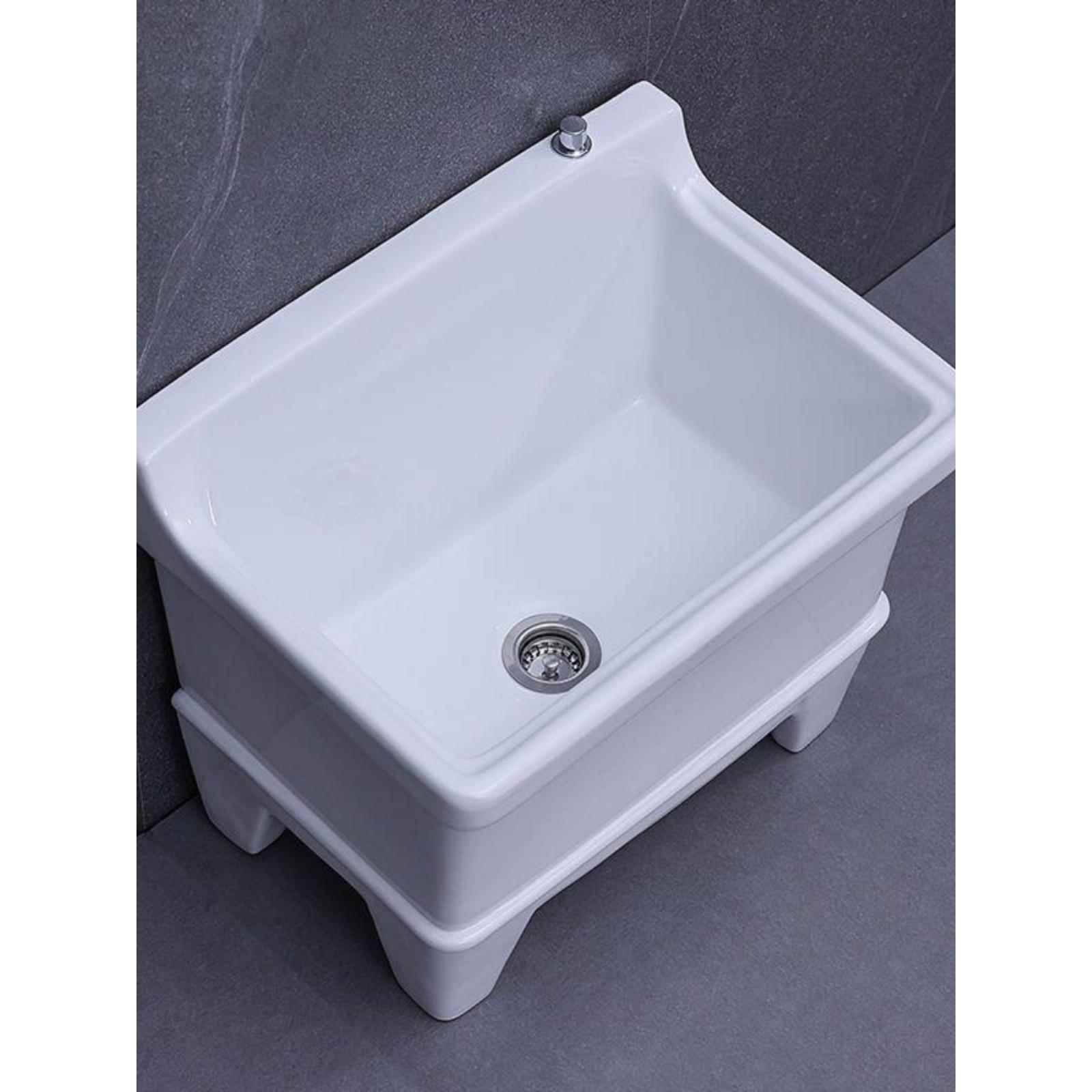 陶瓷拖把池阳台墩布池大号方形长拖把洗宽拖布盆台控自动下水器