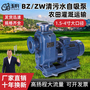管道离心泵 BZ自吸泵ZW污水泵380V三相防堵塞排污泵大流量增压卧式