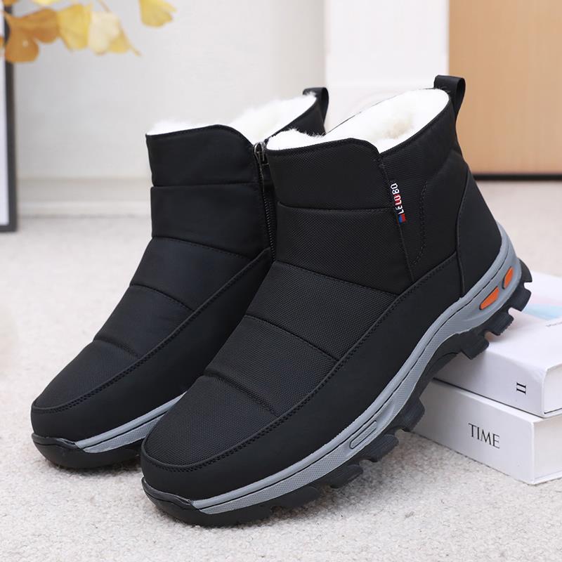 正品老北京绒布鞋老人棉鞋男冬加东保暖加厚羊毛防水滑北防爸爸中