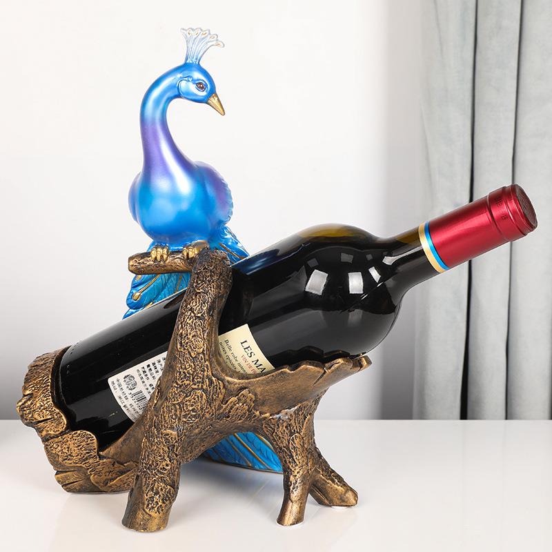 现酒代家居酒柜装饰红展酒架摆件孔7169雀家用餐厅葡萄槟香示架