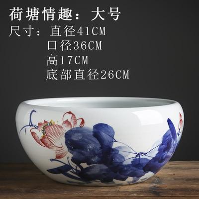 正品陶瓷鱼创缸养金盆乌龟缸花草桌面意盆家用客大厅办公室号收鱼