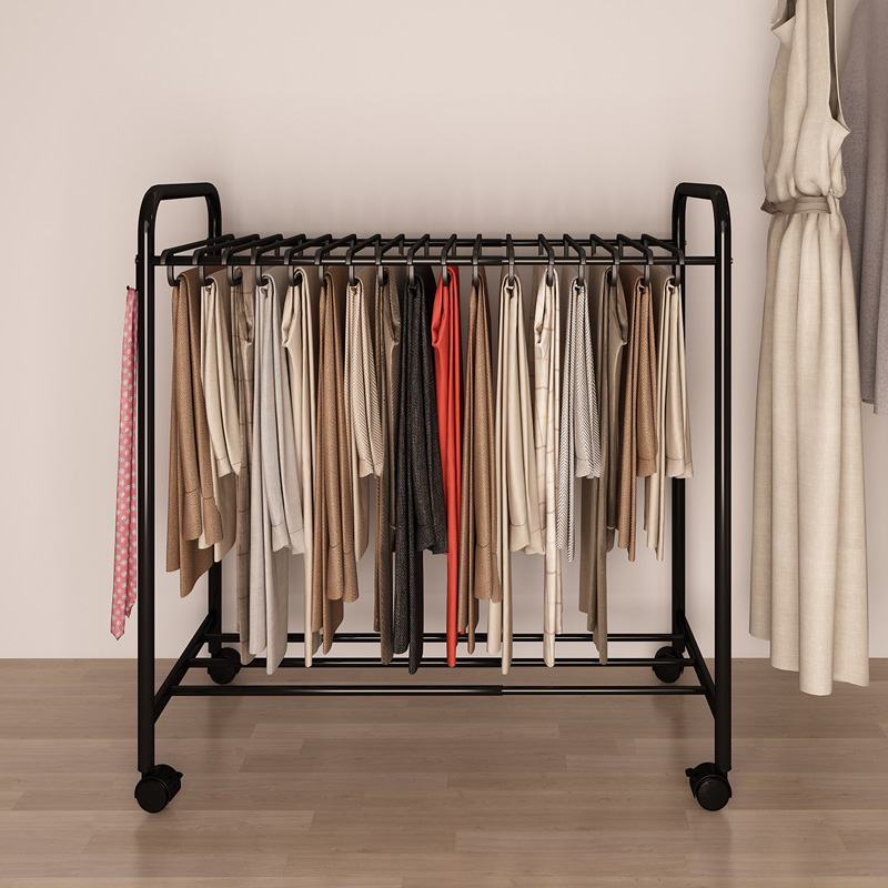 裤子收纳落地式铁艺裤架可移动多功能家居挂裤子衣架落地立式架子