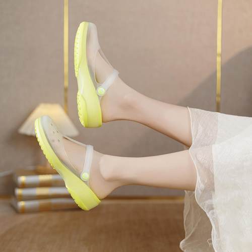 防滑女玛丽珍果冻鞋新款凉鞋平底夏季沙滩鞋厚底包头拖鞋女0422u