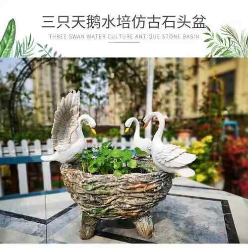 创意阳台装可爱天鹅园林水庭培花盆水仙花铜饰钱院花园树8mzKT6KW