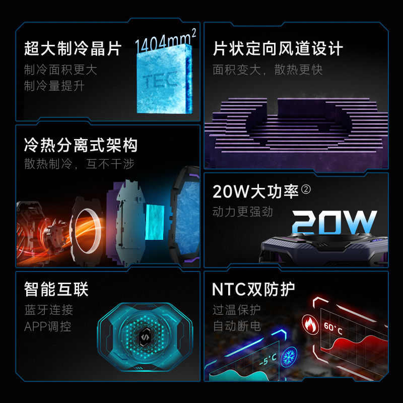 黑鲨散热器3Pro手机冰封制冷背夹20W功率半导体制冷风扇手机通用