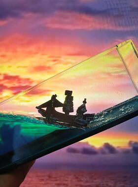 黑珍珠号游轮流体漂流瓶摆件海盗船桌面礼品生日礼物永不沉没翻船