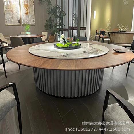新款直销酒店电动餐桌大圆桌饭店包厢餐厅会所家用火锅圆桌多人岩
