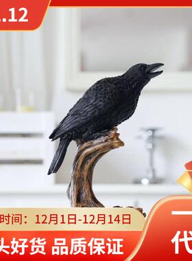 万圣节道具工艺品仿真乌鸦树脂摆件复古哥特风家居装饰桌面摆设