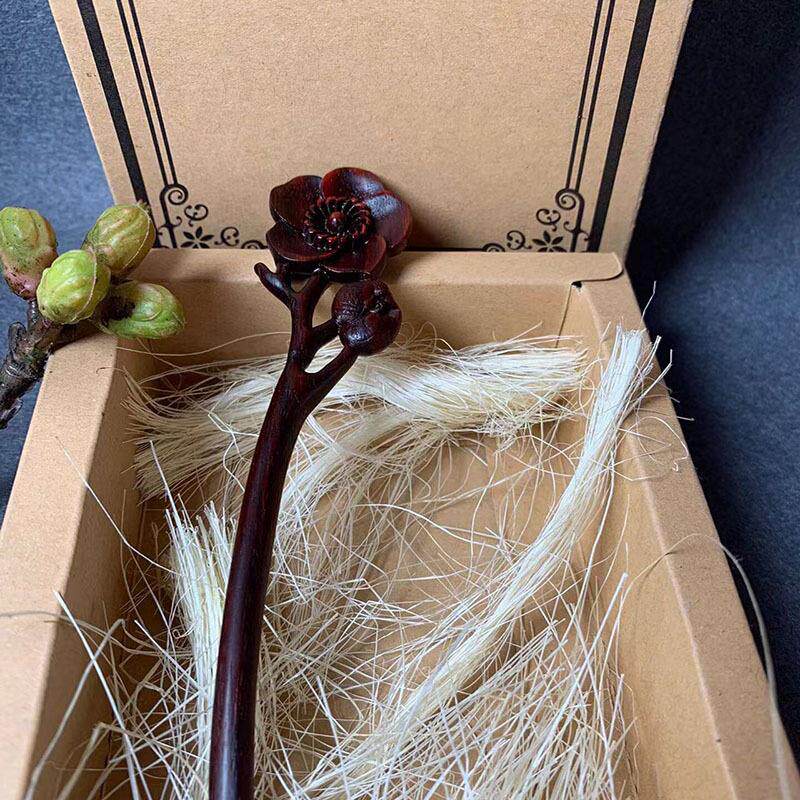 印度小叶紫料梅花发老簪古风晋中式木簪木质簪子檀约YXR简复古发