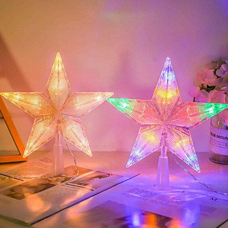 圣诞树顶灯 灯树顶星ed星星五圣诞树顶KDD星装饰灯角星l氛围圣诞