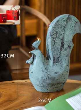 高档装家采购产品景德镇陶瓷手青花鸡招财开门红，乔绘迁礼品，客