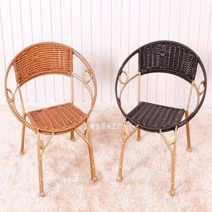 藤凳子藤椅小藤椅子居家小凳子户外时尚塑料矮凳子靠背椅铁艺茶几