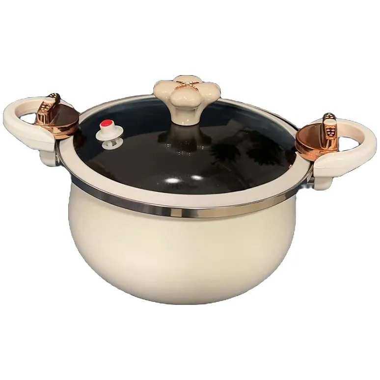 热销网红花漾微压锅搪瓷微压锅双耳汤锅高颜炖煮煲大容量汤锅厂家