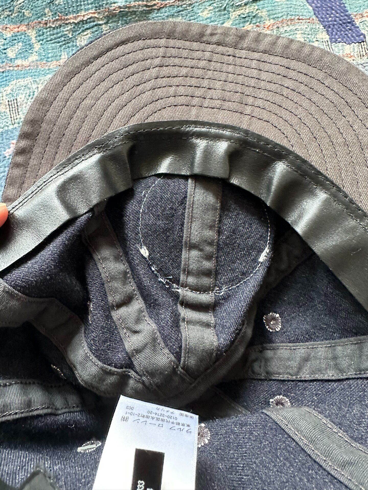 RRL Dark Denim Baseball Cap — detail