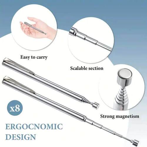 Portable Rotatable Silver Magnetic Pickup with Retractable P