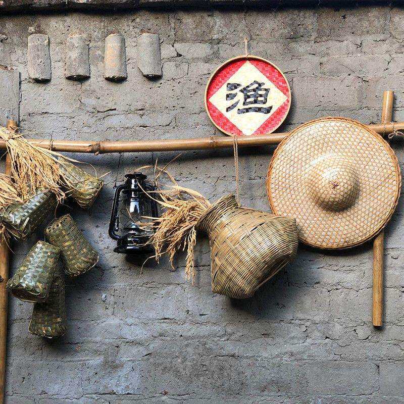 渔家农家装饰品竹编制鱼具农家乐火锅店鱼餐厅海鲜城鱼民宿四合院